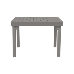 Tavolo da giardino t.b.t. grigio con design a listelli per esterni.