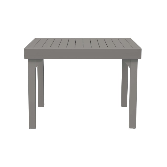 Tavolo da giardino t.b.t. grigio con design a listelli per esterni.