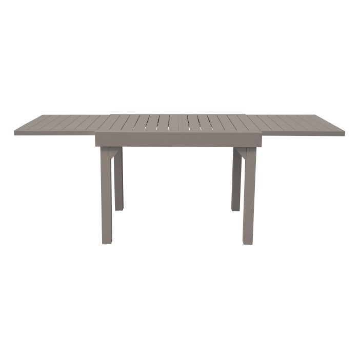 Tavolo da giardino allungabile grigio, ideale per l'uso esterno.
