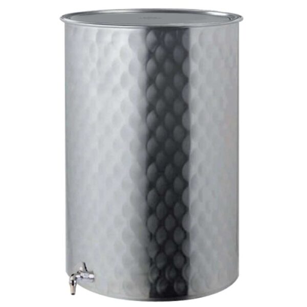 Contenitore t.b.t. in acciaio inox per la vendemmia con rubinetto.