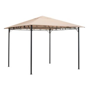 Gazebo CMI beige, 290x290 cm, con struttura in acciaio e tetto in poliestere per giardino e terrazza.