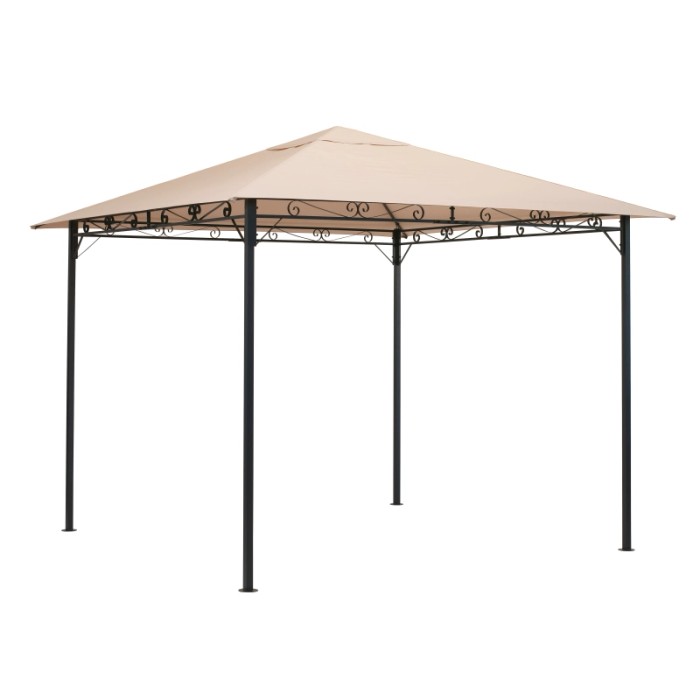 Gazebo CMI beige, 290x290 cm, con struttura in acciaio e tetto in poliestere per giardino e terrazza.