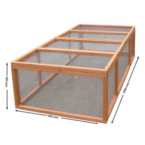 Gabbia per conigli in legno di abete 180x90x48 cm