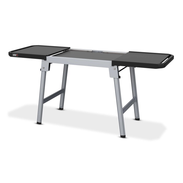 Tavolo da grill Weber estensibile per Slate 43GP/56GP e grill a gas portatili, con piedini regolabili.