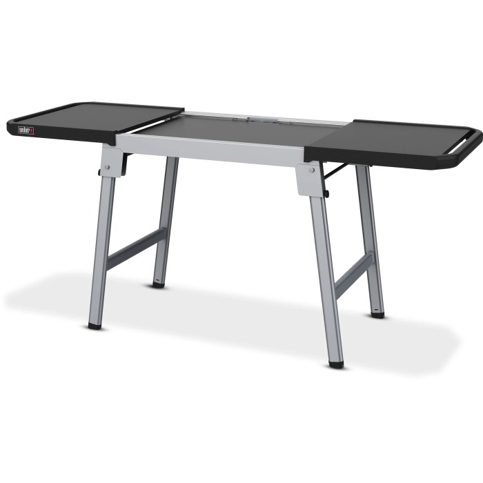 Tavolo da grill Weber estensibile per Slate 43GP/56GP, con due tavoli laterali estesi.