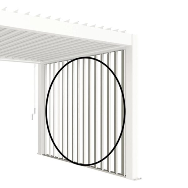 Tenda parasole Biohort, manuale, 4 m, bianca, per coperture per terrazzi. Dettaglio della tenda.