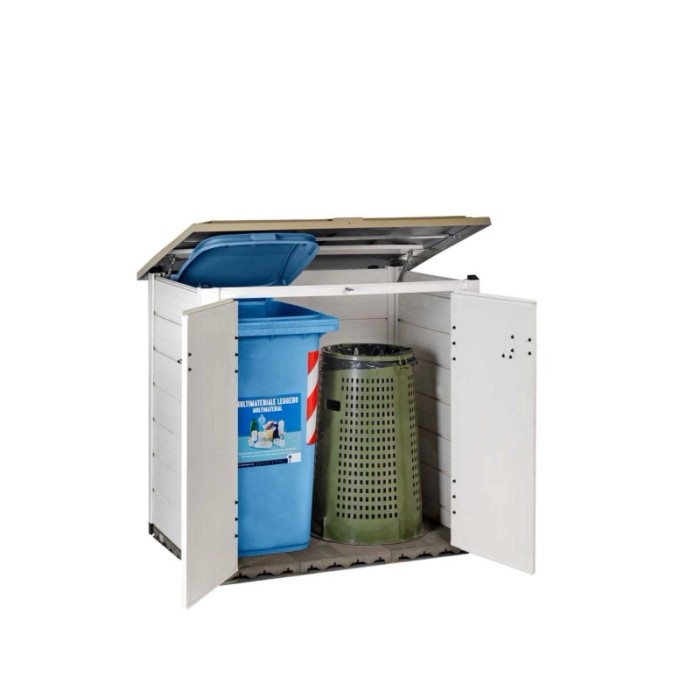 Box Garofalo Tuscany Evo 100 per bidoni con due contenitori in bianco e grigio.