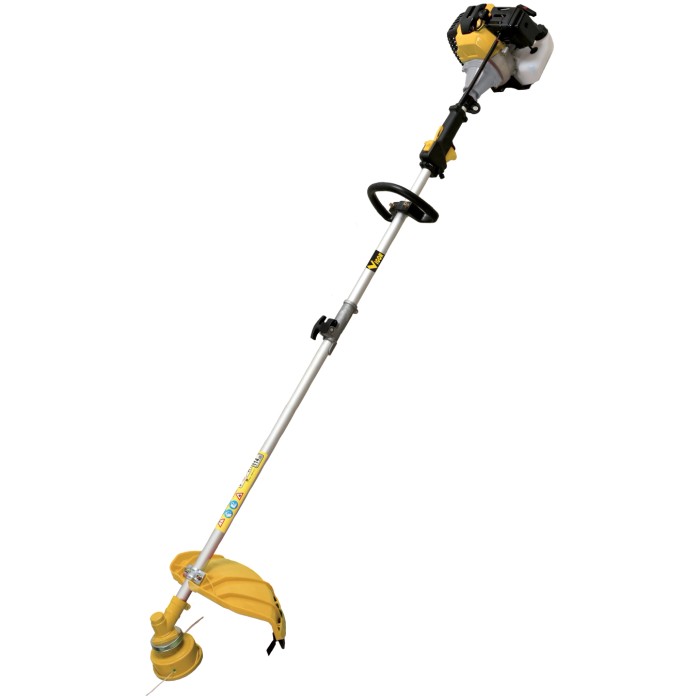 Decespugliatore t.b.t. giallo per lavori di giardinaggio.
