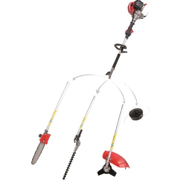 t.b.t. Multiutensile a batteria con motosega, tagliasiepi e decespugliatore.
