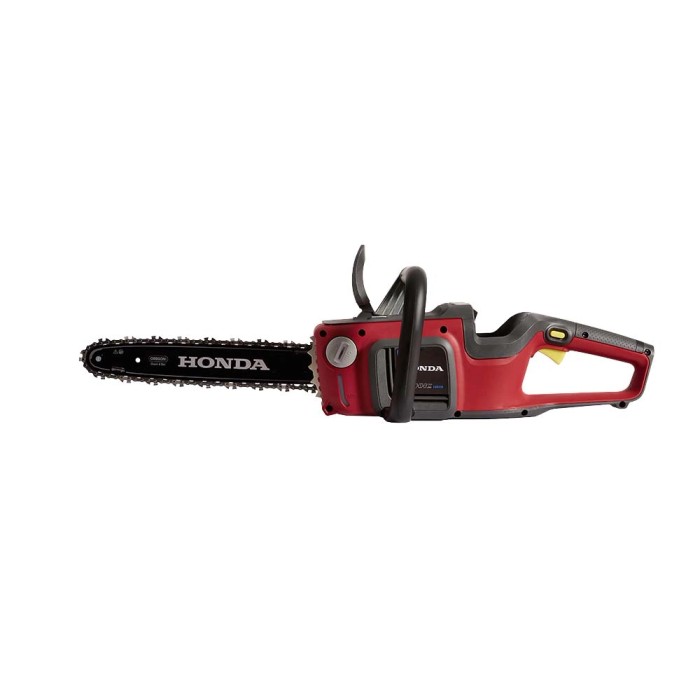 Motosega a batteria Honda rossa per giardinaggio e potatura.