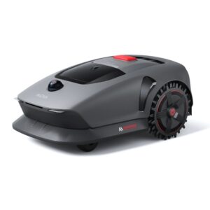 Dreame Mova robot tagliaerba, wireless, fino a 1.000 m², scocca grigia, ruote off-road.