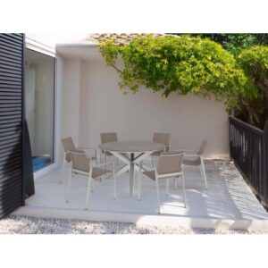Tavolo da giardino Abington in alluminio e textilene rotondo Ø 130 cm