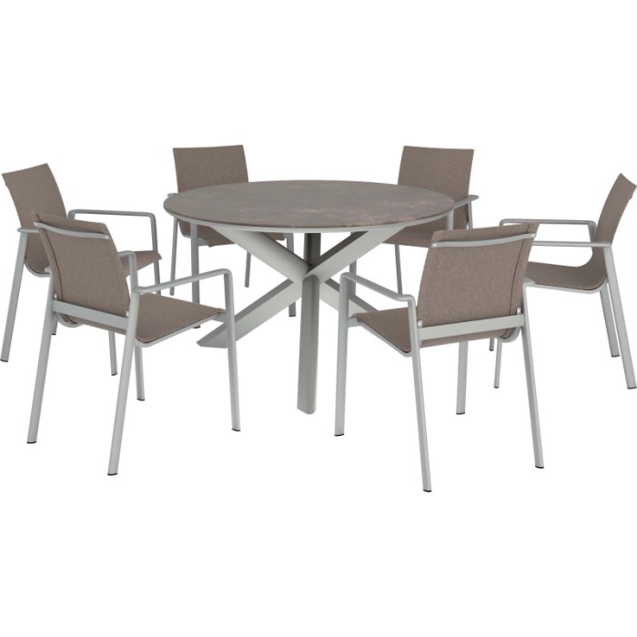 Tavolo da giardino Abington in alluminio e textilene rotondo Ø 130 cm