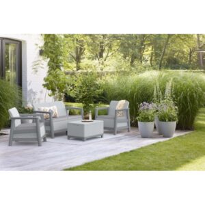 Salotto da giardino Scandi Linea in plastica grigio 4 posti