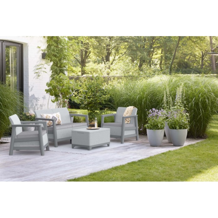Salotto da giardino Scandi Linea in plastica grigio 4 posti