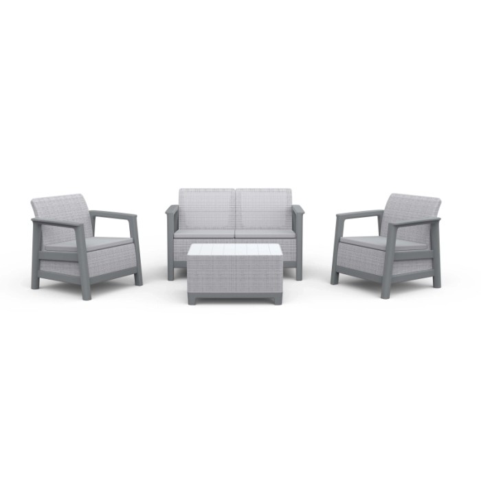 Salotto da giardino Scandi Linea in plastica grigio 4 posti