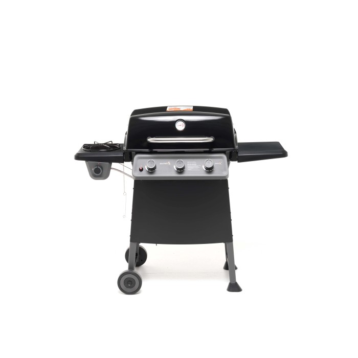 Barbecue a gas nero t.b.t. per grigliate in giardino o in terrazza.