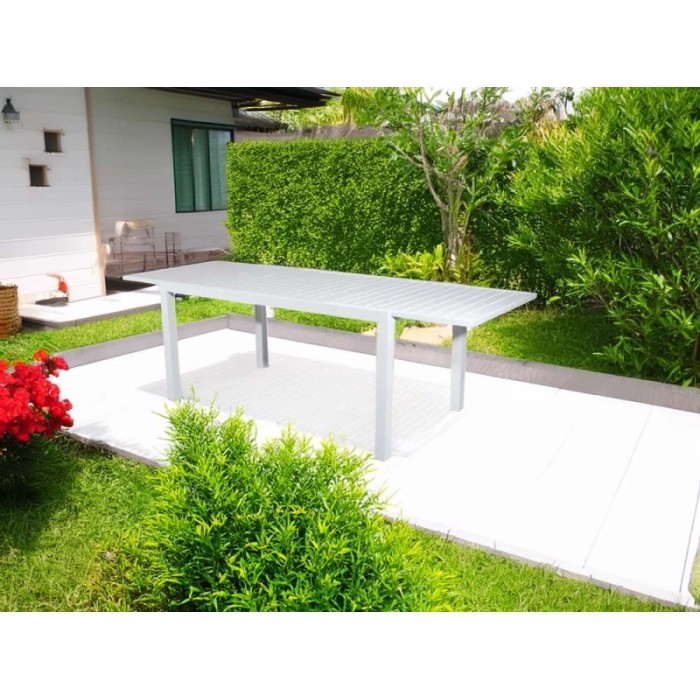 Tavolo allungabile da giardino Sardegna in alluminio bianco 200/300x100 cm