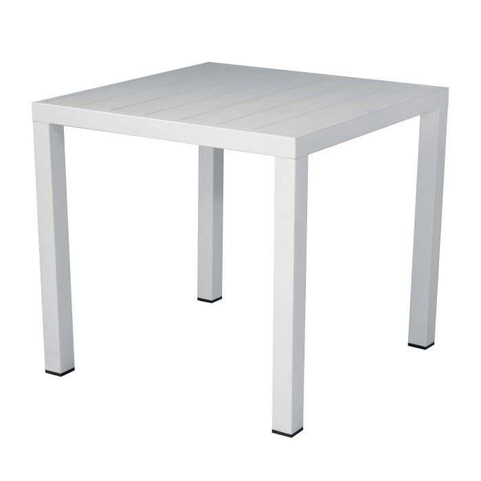 Tavolo da giardino quadrato bianco per esterni.