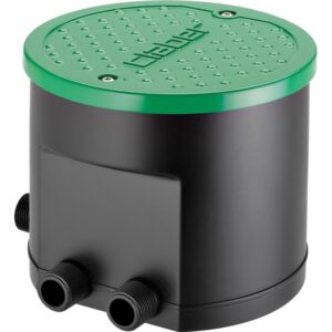 t.b.t. per irrigazione interrata, corpo nero con coperchio verde.