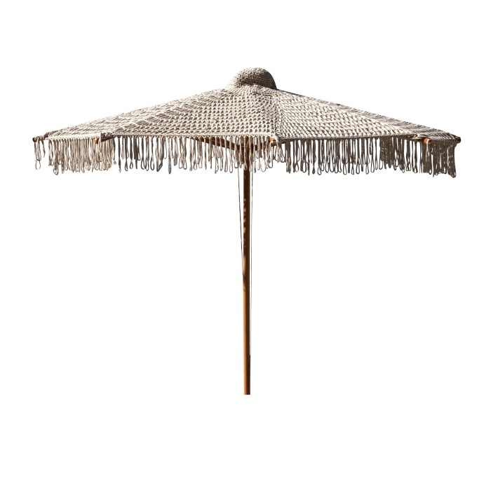 Ombrellone a braccio t.b.t. con frange, ideale per giardino e terrazza.