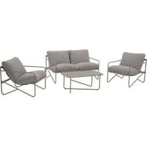Set di mobili da giardino t.b.t. grigio con divano, poltrone e tavolo per esterni.