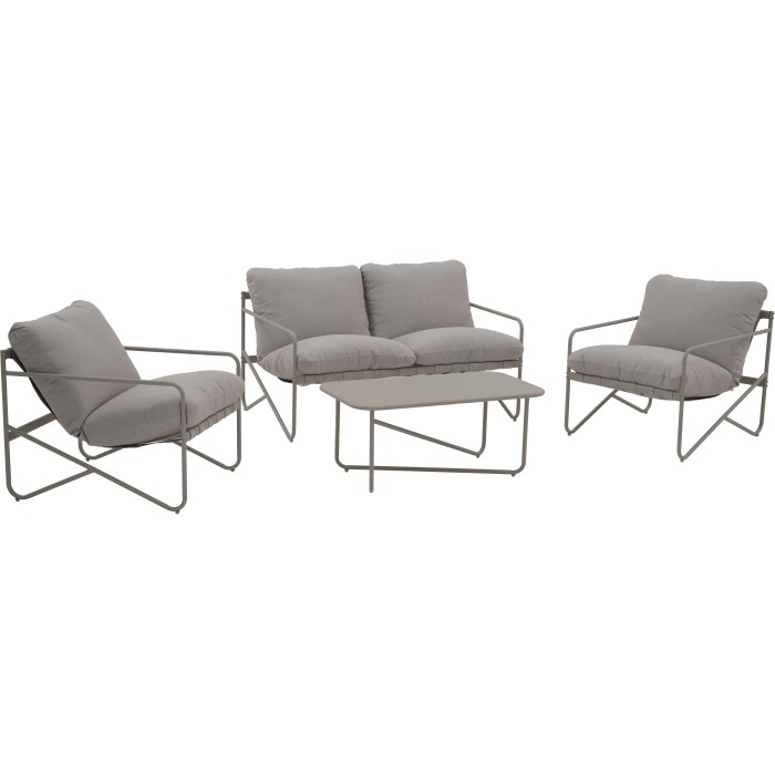 Set di mobili da giardino t.b.t. grigio con divano, poltrone e tavolo per esterni.