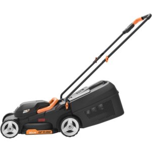 Tagliaerba Worx WG730E, larghezza taglio 30 cm, rasaerba elettrico a batteria per piccoli giardini.
