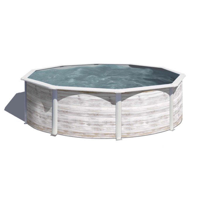 Piscina rotonda Gre Finlandia con look Nordic in Nordic White, Ø 300 cm x 120 cm.