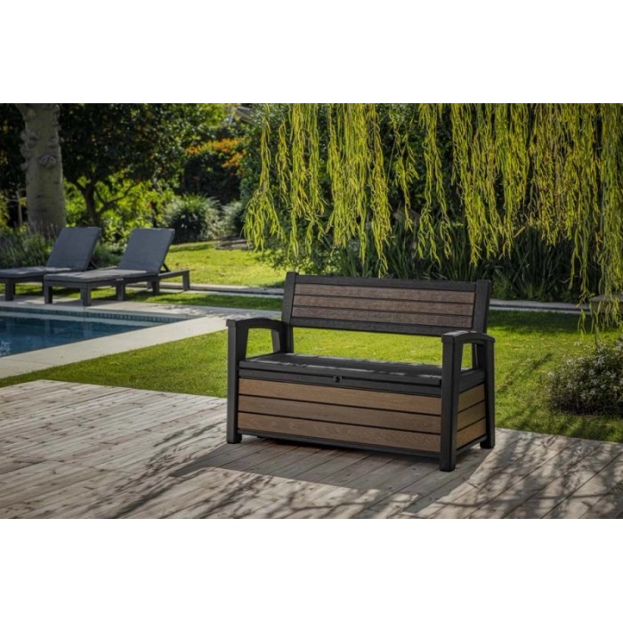 Panchina contenitore da esterno Keter finitura Walnut 227 l