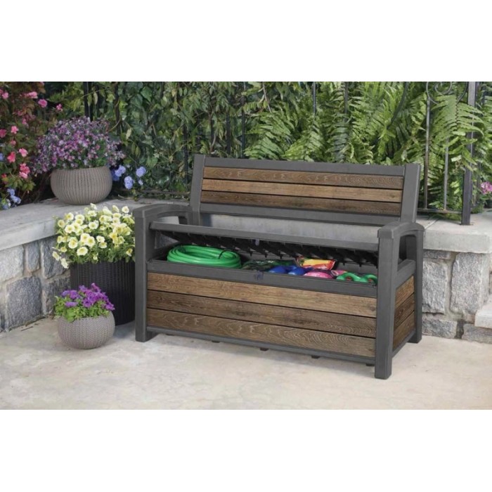 Panchina contenitore da esterno Keter finitura Walnut 227 l