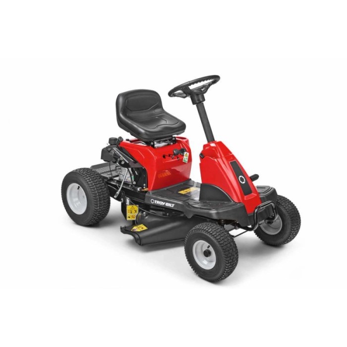 Trattorino tagliaerba Troy-Bilt Mini-Rider 60T-S con scarico laterale, rosso e nero.