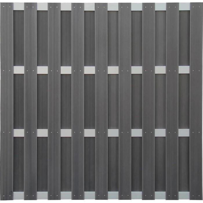 Pannello frangivista in WPC antracite con alluminio, 180x180 cm, per giardino e terrazzo.