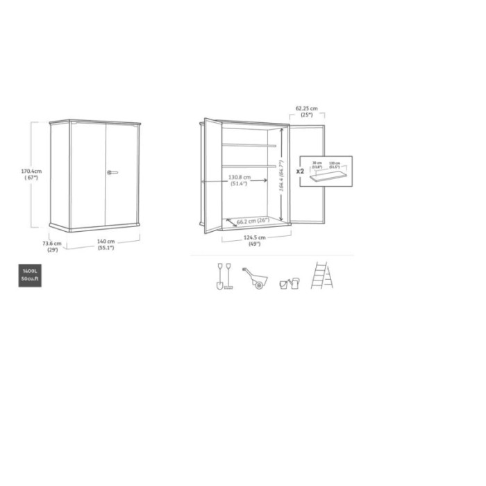 Casetta da giardino Keter in plastica Vertical sp 20 mm marr.chiaro 1,16 m²