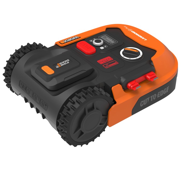 Robot rasaerba Worx Landroid M700 Plus (WR167E) nero e arancione. Tosaerba robotizzato con funzione Cut to Edge.