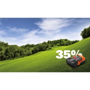 Robot tagliaerba Worx Landroid M700 Plus su prato con pendenza del 35%.
