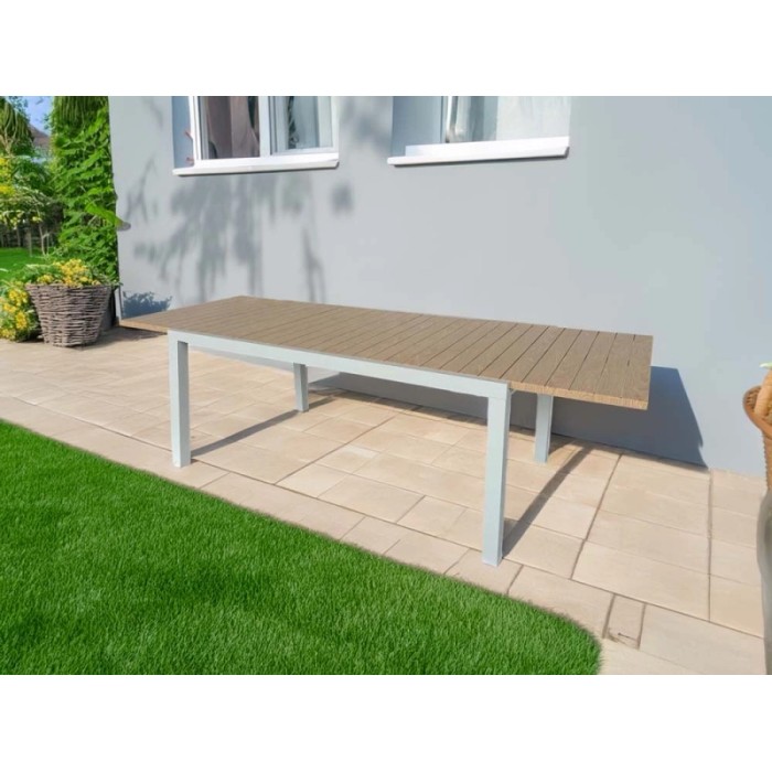 Tavolo allungabile da giardino Sicilia in alluminio bianco 200-300x100 cm