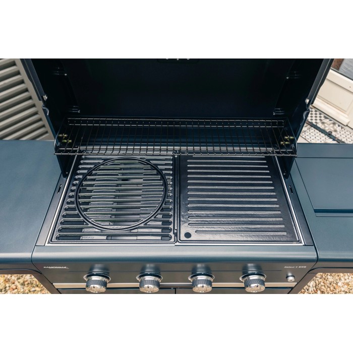 Barbecue a gas t.b.t. con griglia e scaldavivande.