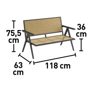 Immagine che mostra le dimensioni della panca da giardino t.b.t. del Set di mobili da giardino.