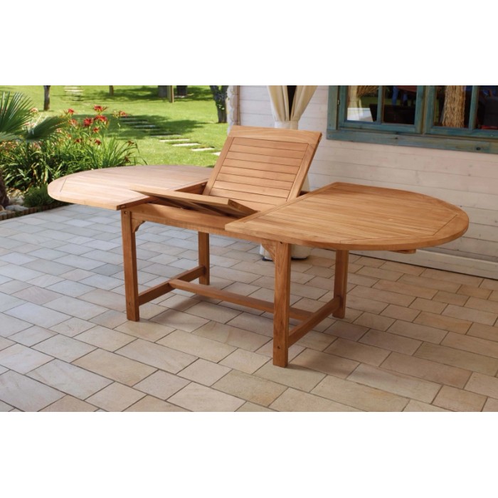 Tavolo da giardino allungabile t.b.t. in legno, ideale per esterni.