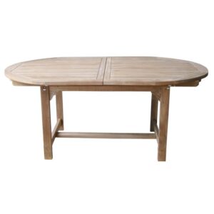 Tavolo da giardino ovale in legno, ideale per l'uso esterno.