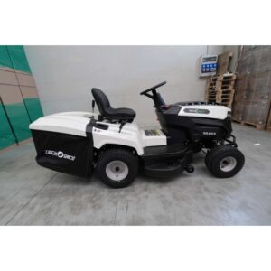 Tosaerba trattorino, trattore tagliaerba in bianco e nero. Ideale per grandi giardini.