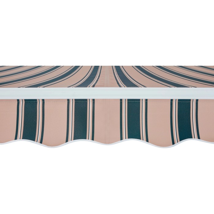 Tenda da sole a strisce t.b.t. beige e verde per terrazzi e balconi.
