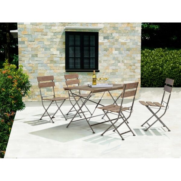Set da giardino Wilmington 5 pezzi in acciaio e legno FSC® per balcone o terrazza.