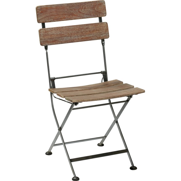 Sedia pieghevole in legno e acciaio, parte del set da giardino Wilmington da 5 pezzi.