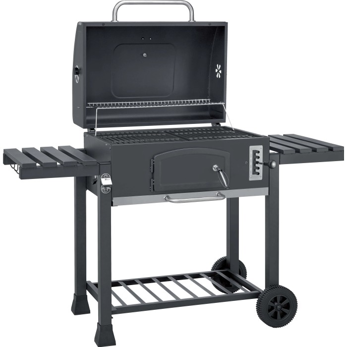 Barbecue a carbonella t.b.t. con ripiani e ruote.