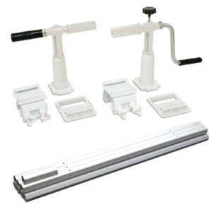 t.b.t. per copertura piscina interrata, composto da manovella, fissaggi e tubi in alluminio.