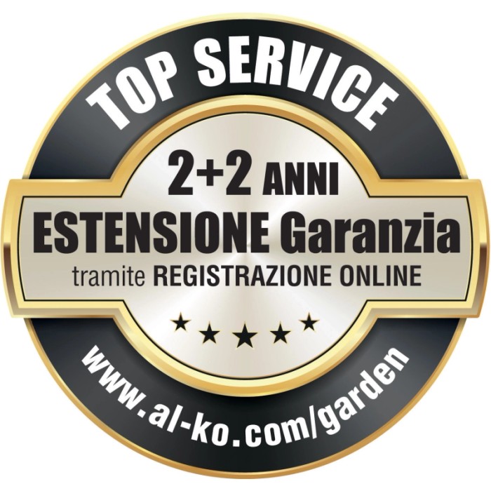 Sigillo di garanzia Al-Ko Top Service: estensione di garanzia di 2+2 anni dopo la registrazione online.