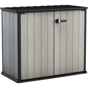 Armadio da esterno Tepro Patio Store, 1000 l, grigio/nero, con doppia anta e maniglia.