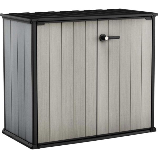 Armadio da esterno Tepro Patio Store, 1000 l, grigio/nero, con doppia anta e maniglia.